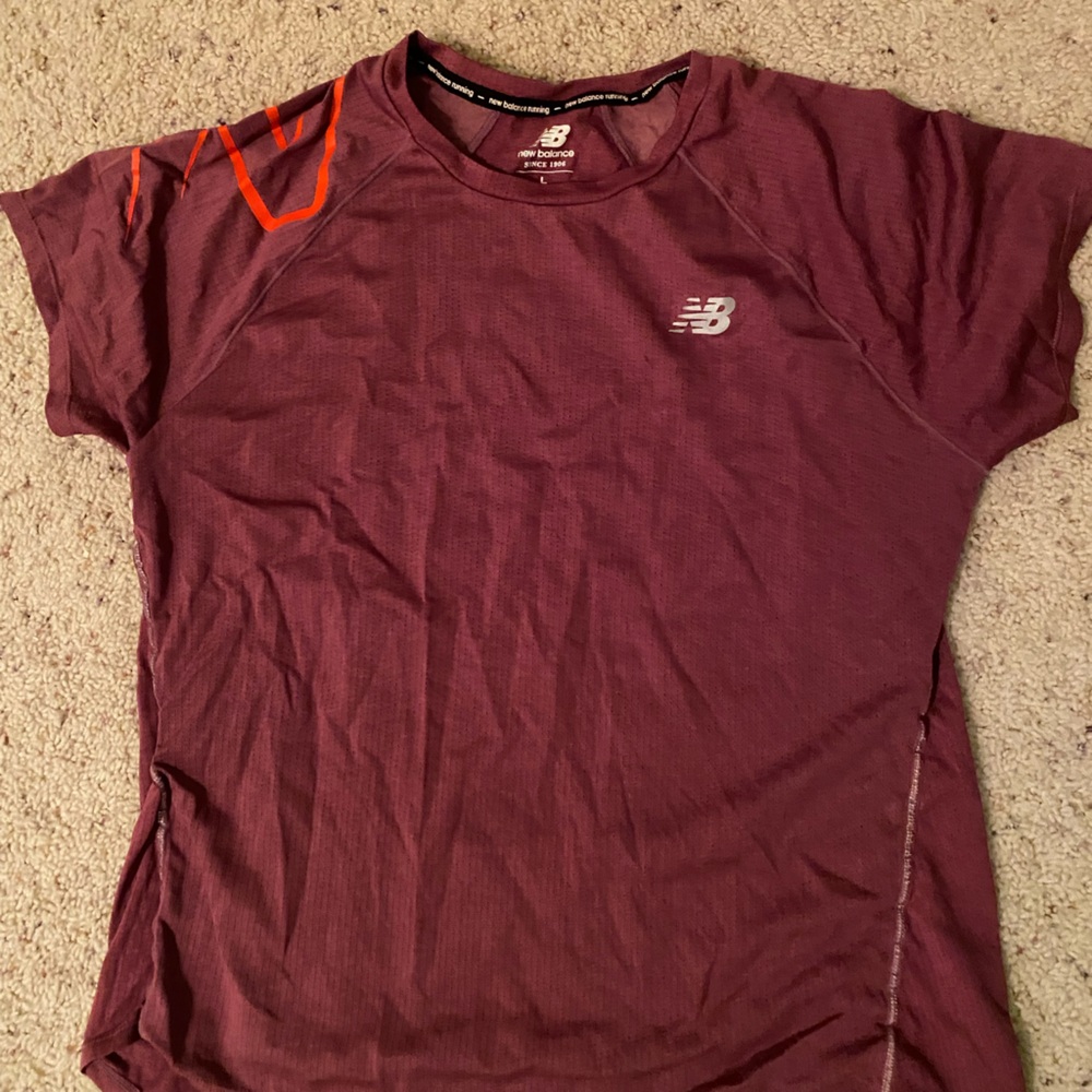 New Balance Women's Burgundy Short Sleeve Running Tee